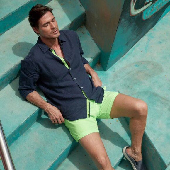 Le Club Original Peter Linen Shirt XL Pink, Aqua and Navy (3) - Picture 3 of 15